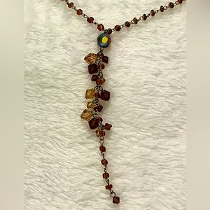 Brown and Amber Hand Beaded Necklace